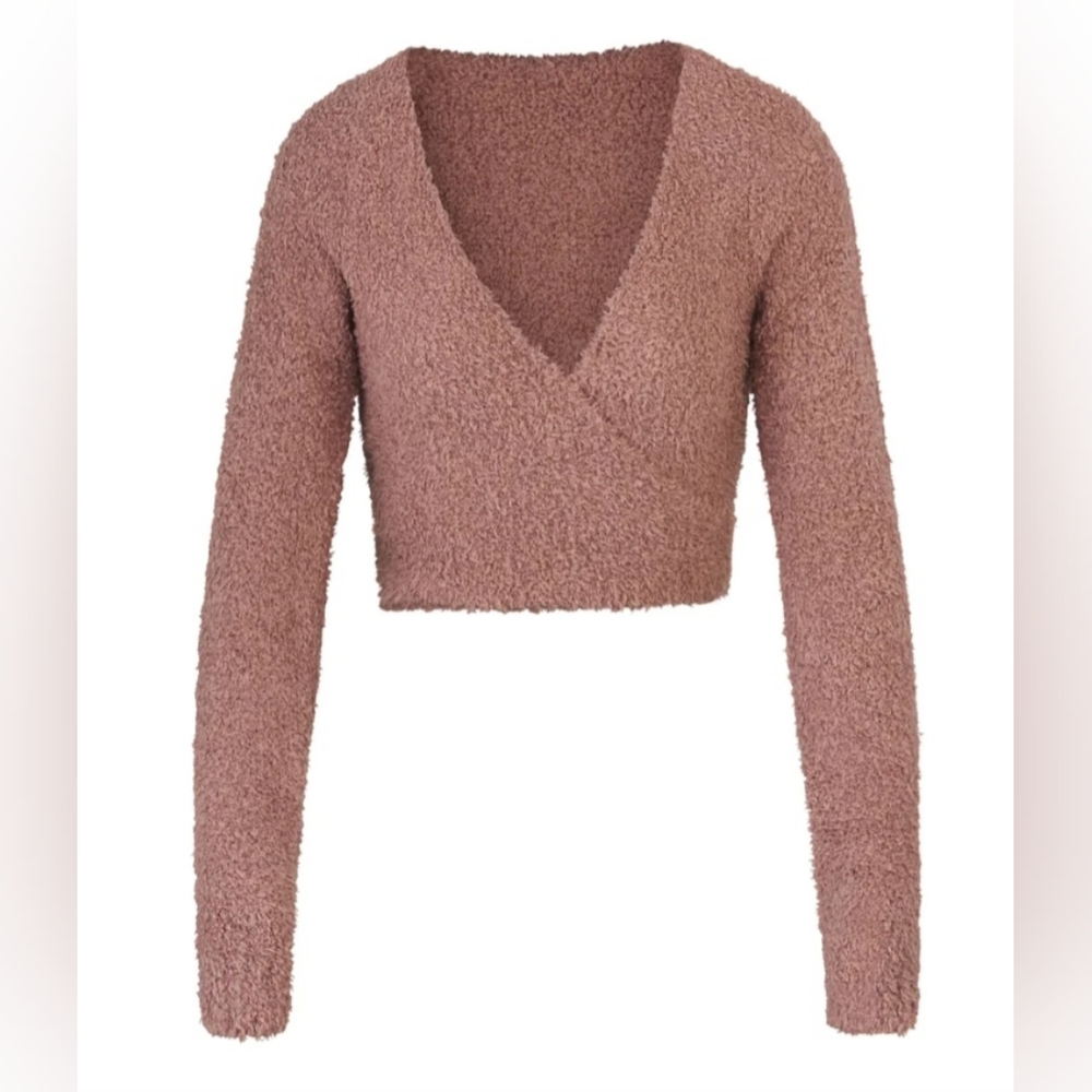 NWT SKIMS Knit Wrap Top Clay Rose Size XS